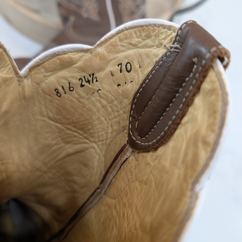 McAllen Brown Square Toe Cowboy Boots Size 7 - Picture 6 of 7